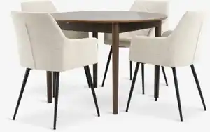 MARSTRAND Ø110 Tisch d.eiche + 4 PURHUS off-white