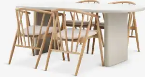 VORDINGBORG L198 Tisch beige + 4 LYKSBORG Stühle Eiche