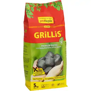 GRILLIS Holzkohlebriketts, Buchenholz, 5 kg, für Grillen