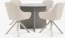 Bild 1 von KRONDAL Ø110 Tisch Travertin + 4 ROSTRUP Stühle beige