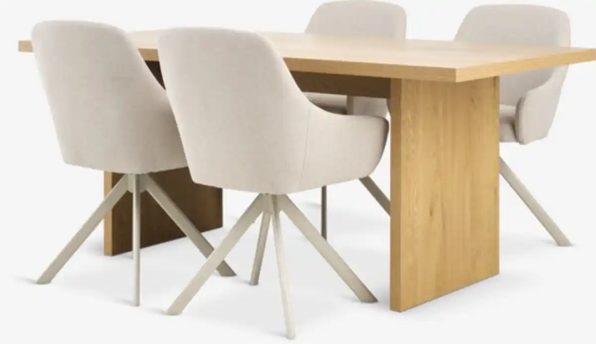 Bild 1 von MUNKEBY L180 Tisch Eiche warm + 4 ROSTRUP Stühle beige