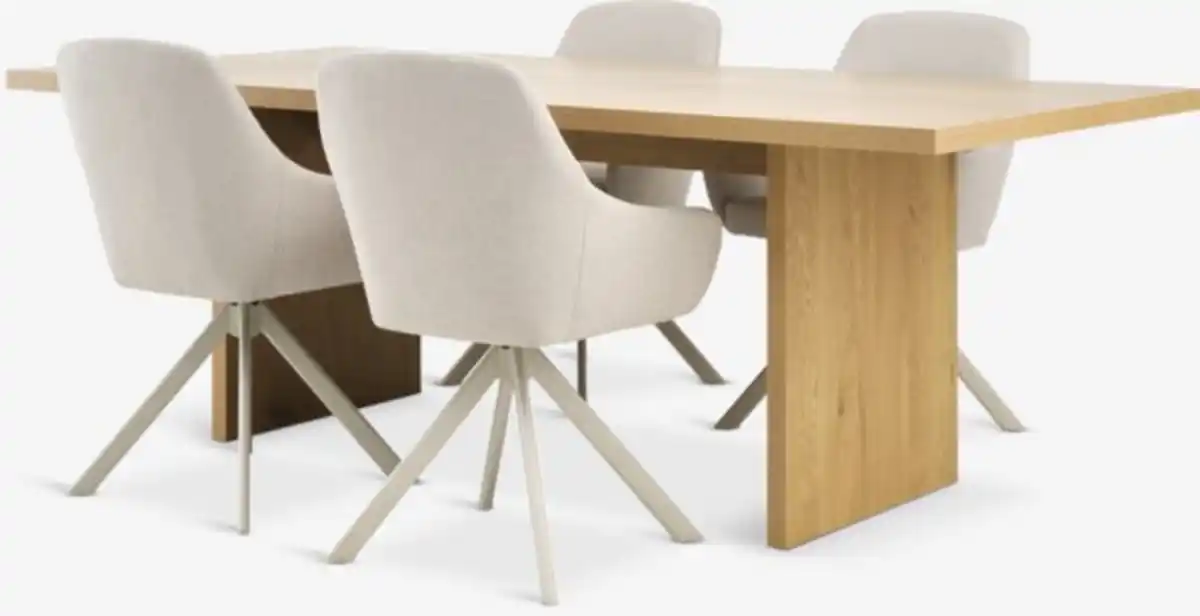 Bild 1 von MUNKEBY L220 Tisch Eiche warm + 4 ROSTRUP Stühle beige