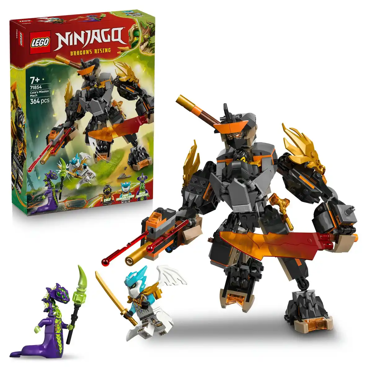 Bild 1 von LEGO NINJAGO 71854 Coles Action-Mech und Drachen-Zane, Ninja Spielzeug, 1 Stk