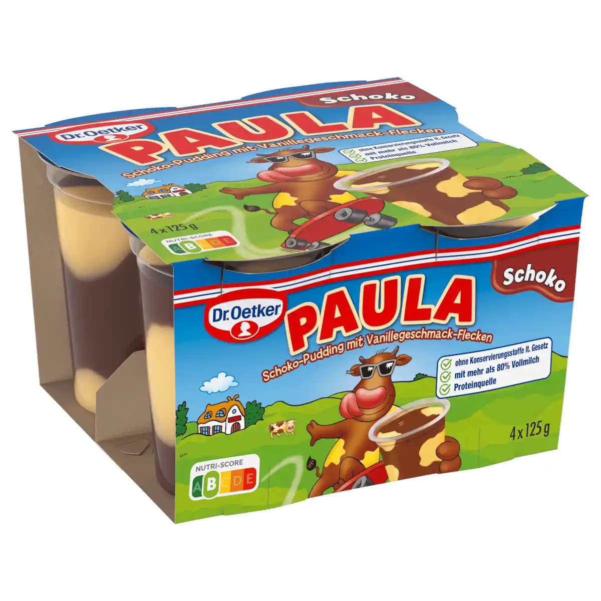 Bild 1 von Dr. Oetker Paula Pudding Schokolade mit Vanille-Flecken 4x125g