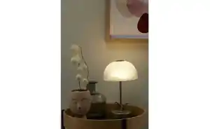 KHG LED-Tischleuchte, 1-flammig, Nickel/ Alabasterglas