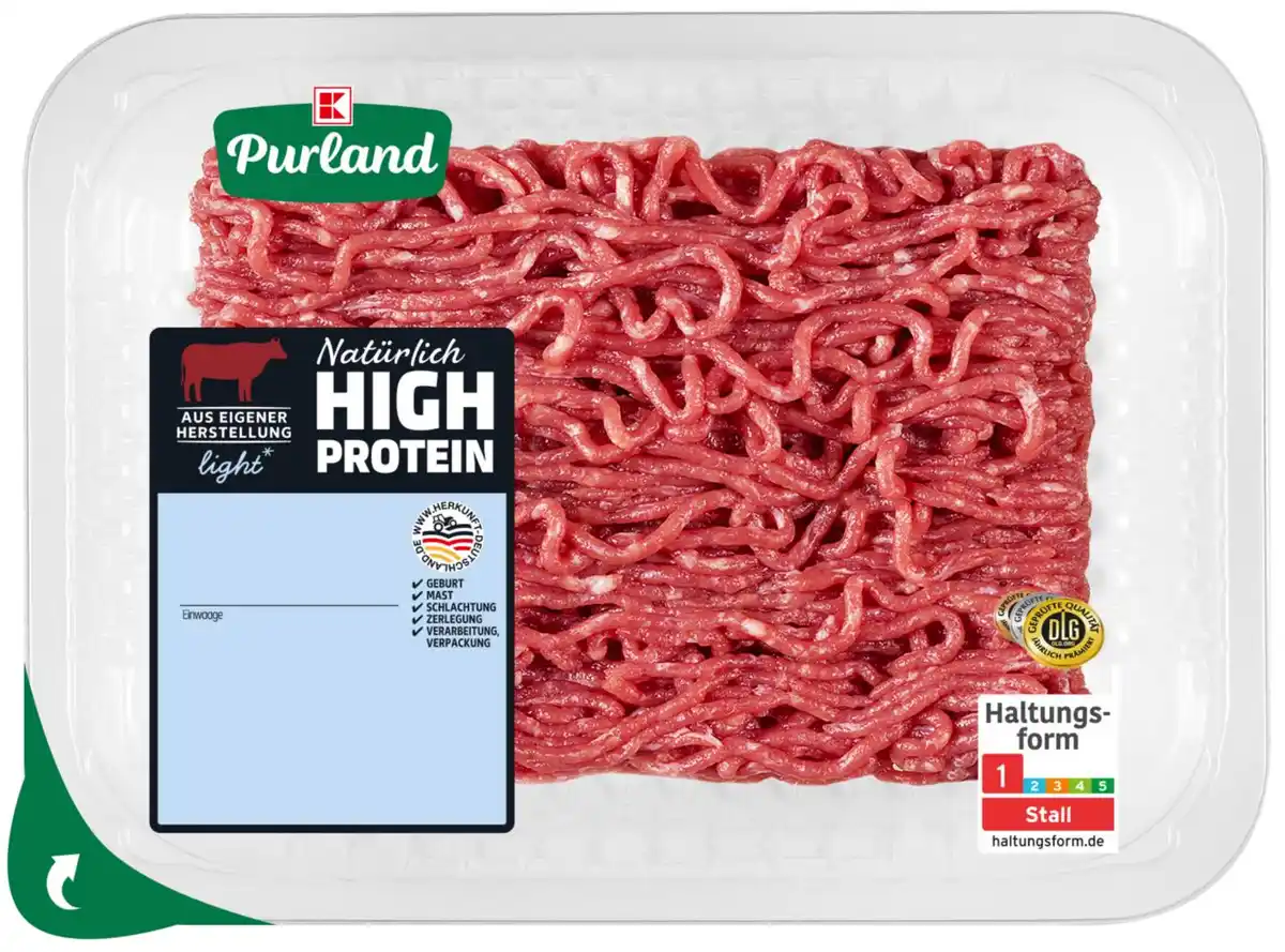 Bild 1 von K-PURLAND Rinder-Hackfleisch »Natürlich High Protein«, 400-g-Packg.