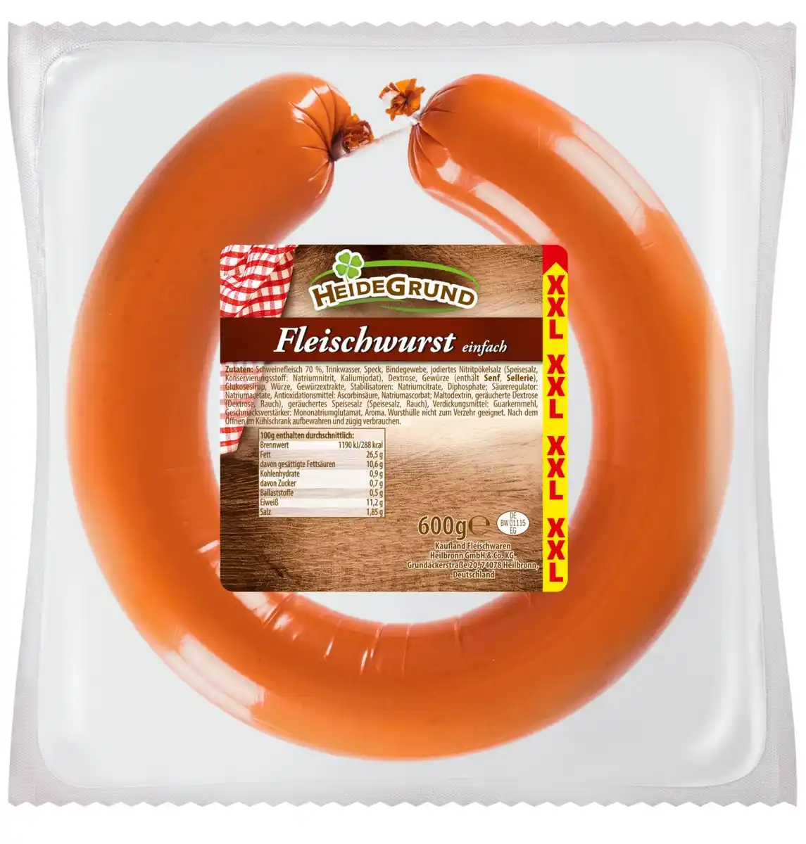 Bild 1 von HEIDEGRUND Fleischwurst XXL, 600-g-Packg.