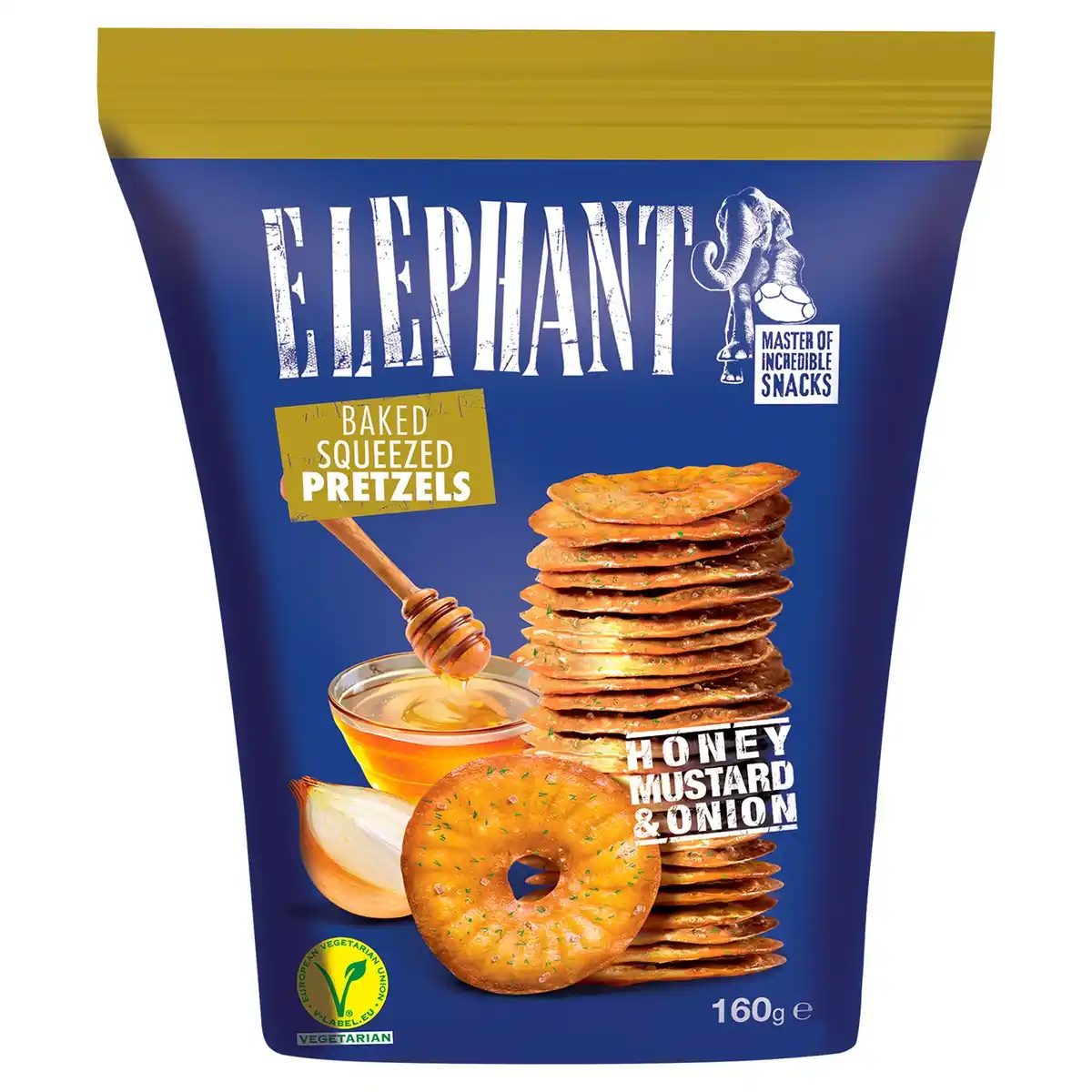 Bild 1 von ELEPHANT Pretzels 160 g, Honig-Senf-Zwiebel