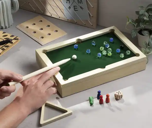 Bild 3 von IDEENWELT Minispiel aus Holz 3in1 Billard