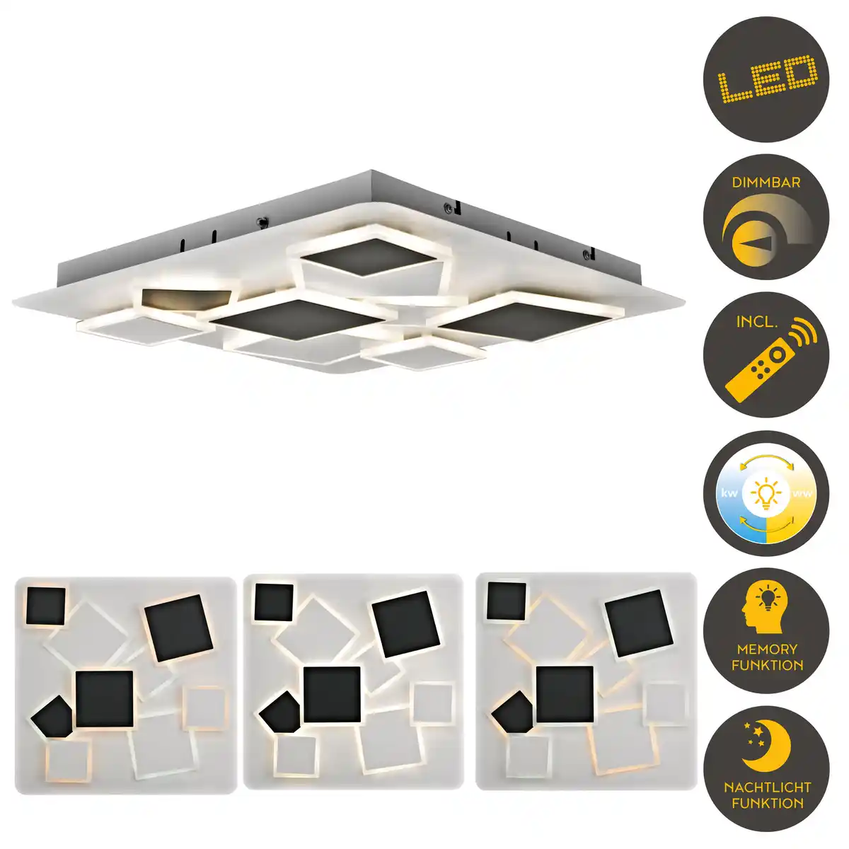 Bild 1 von Light & More LED Deckenlampe Square 30W schwarz warmweiß-kaltweiß