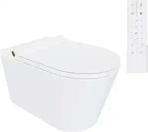 Adoomo Wand Dusch-WC spülrandlos Tiefspüler weiß inkl. WC Sitz