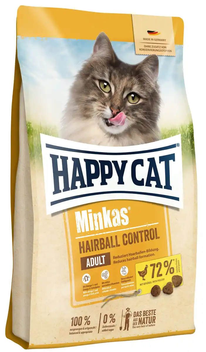 Bild 1 von HappyCat Katzenfutter Minkas Hairball Control Geflügel 10 kg
