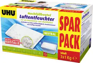 UHU Luftentfeuchter Nachfüllbeutel Sparpack, 3 x 1000 g Sparpack