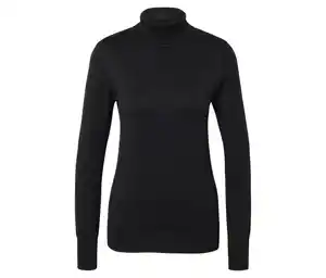 Feinstrick-Rollkragenpullover, schwarz