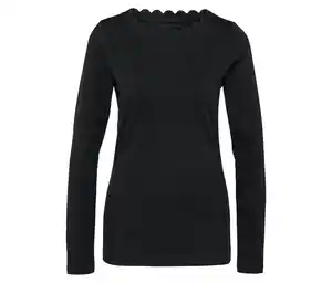 Shirt mit Wellenkante, schwarz