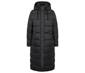 Steppmantel mit Kapuze, schwarz