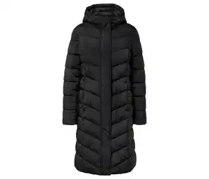 Steppmantel mit Kapuze, schwarz
