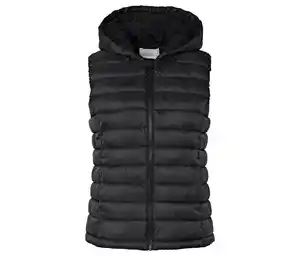 Steppweste mit Kapuze, schwarz