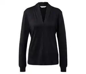 Blusenshirt mit V-Ausschnitt, schwarz