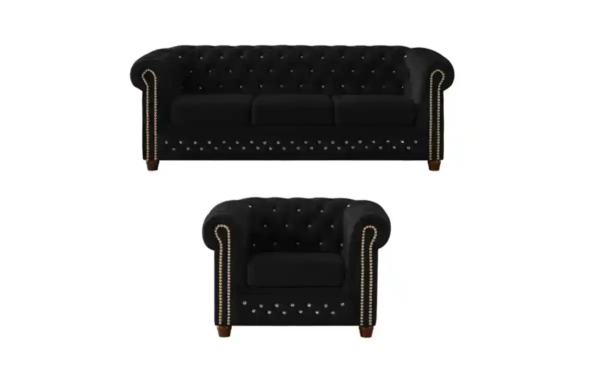 Bild 2 von S-STYLE Chesterfield Polestergarnitur 3+1 Cleo Blink