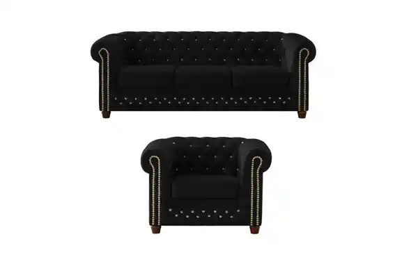 Bild 2 von S-STYLE Chesterfield Polestergarnitur 3+1 Cleo Blink