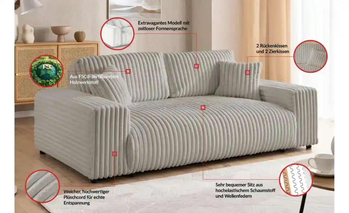Bild 4 von S-STYLE Polstergarnitur 2er-Set Mollis