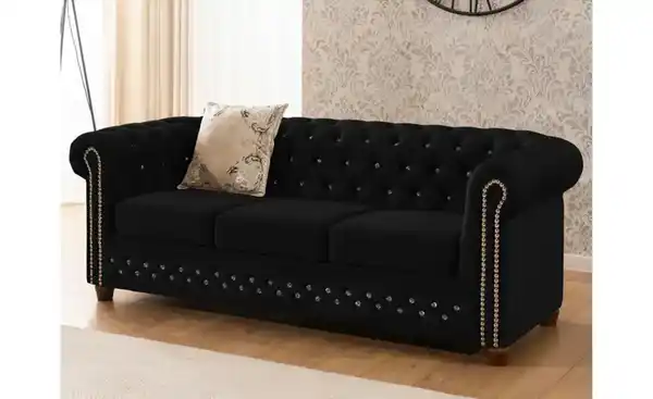 Bild 3 von S-STYLE Chesterfield Polestergarnitur 3+1 Cleo Blink