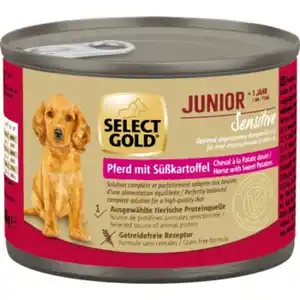 SELECT GOLD Sensitive Hund Nassfutter Junior Pferd mit Süßkartoffeln 6x200 g