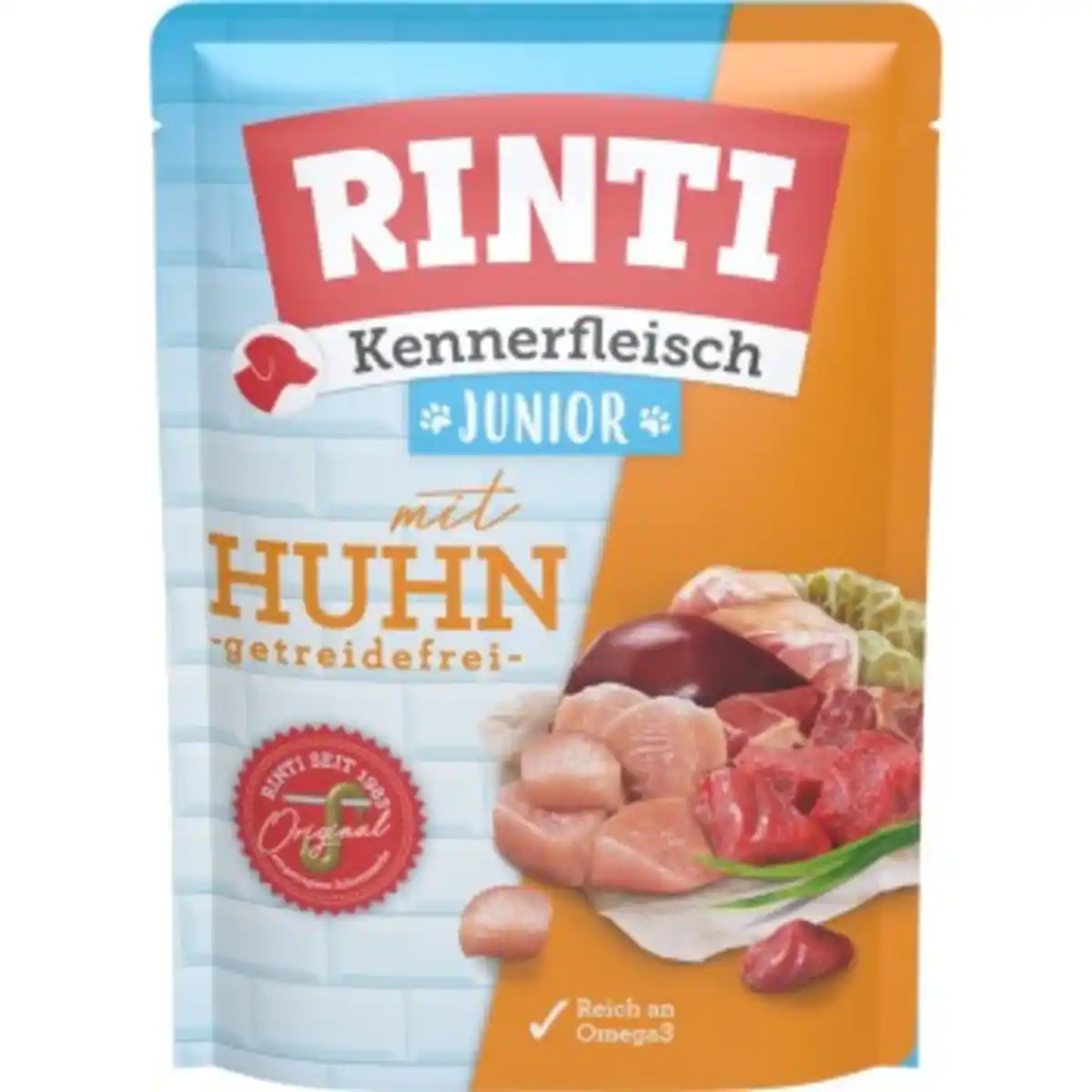 Bild 1 von RINTI Kennerfleisch Nassfutter Hund, Junior, Pouch, Huhn 10x400 g