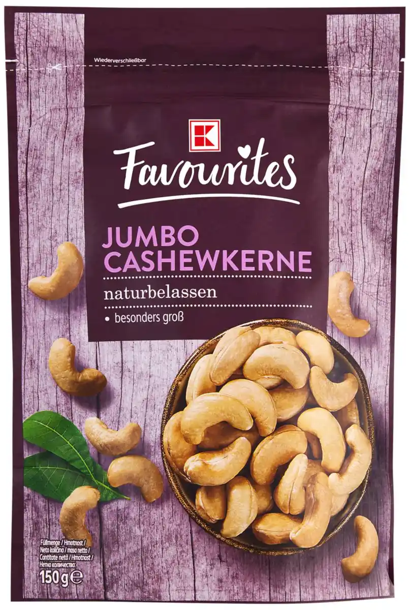 Bild 1 von K-FAVOURITES Jumbo-Cashewkeerne, 150-g-Packg.