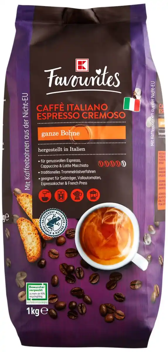 Bild 1 von K-FAVOURITES Caffè Italiano, ganze Bohnen, 1-kg-Packg.