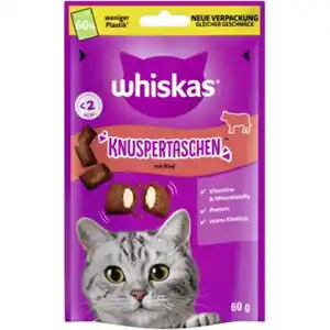 Whiskas Snacks, Knuspertaschen Rind 6x60 g