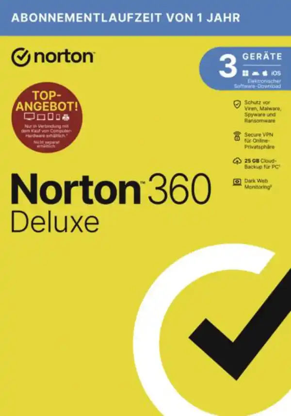Bild 2 von Symantec NORTON 360 DELUXE 25GB GE 1 USER 3 DEVICE 12MO EP ATTACH Att