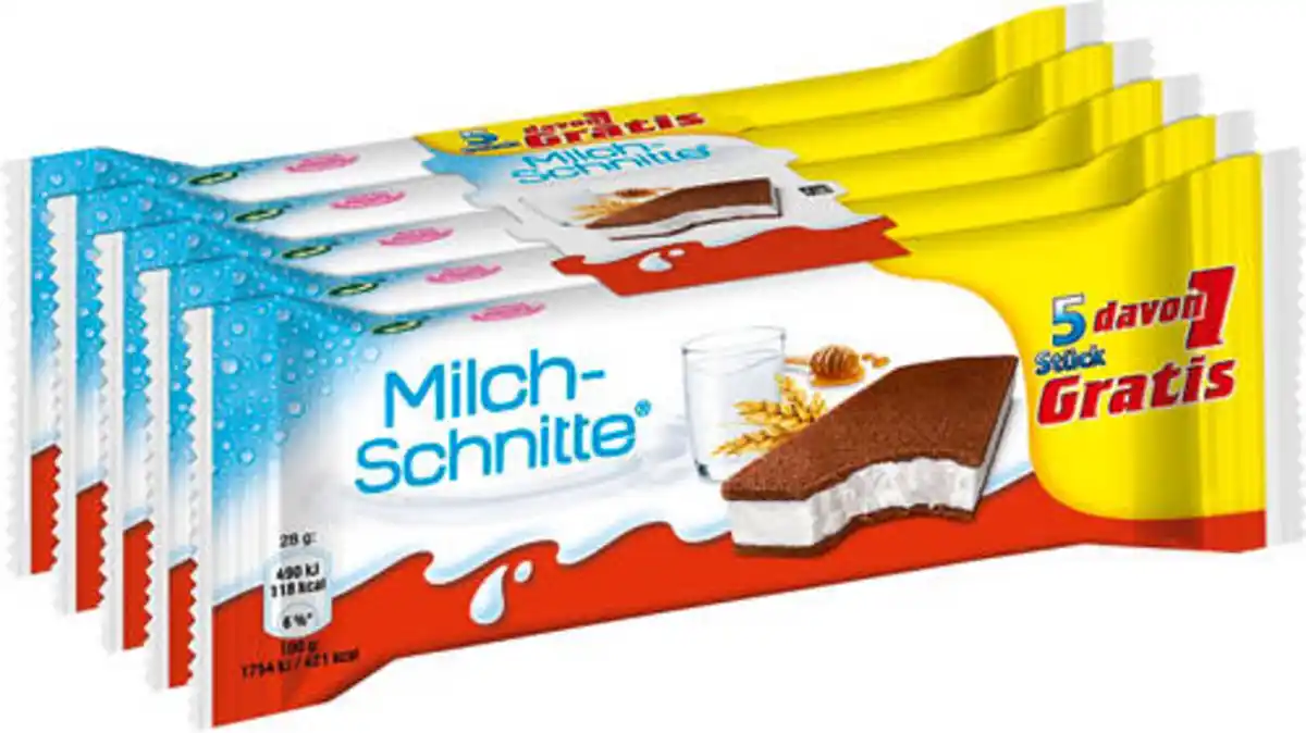 Bild 1 von KINDER Milch-Schnitte 5 davon 1 gratis, 140 g