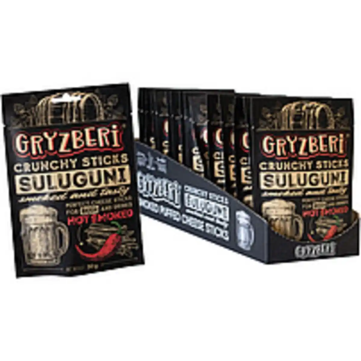 Bild 1 von "SULUGUNI" Käsestäbchen gepufft, geräuchert, scharf