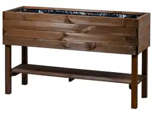 dobar Großes Hochbeet mit Ablage inkl. Pflanzfolie, dunkelbraun