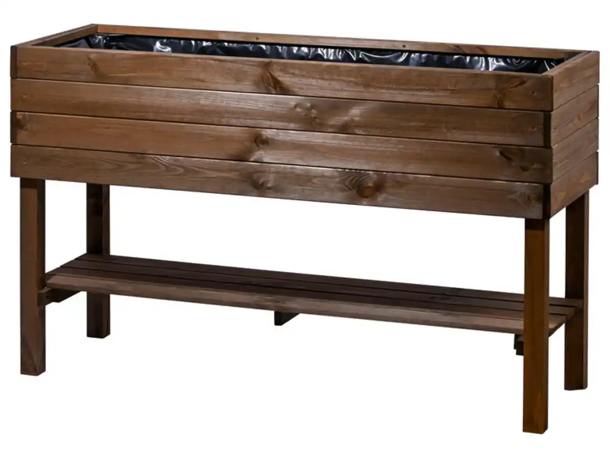 Bild 1 von dobar Großes Hochbeet mit Ablage inkl. Pflanzfolie, dunkelbraun