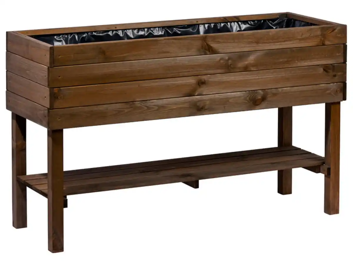 Bild 3 von dobar Großes Hochbeet mit Ablage inkl. Pflanzfolie, dunkelbraun