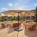 Bild 1 von Sonnenschirm Carpi Pro, Gastronomie Marktschirm ohne Volant Ø 5m Polyester/Alu 28kg ~ creme mit Ständer