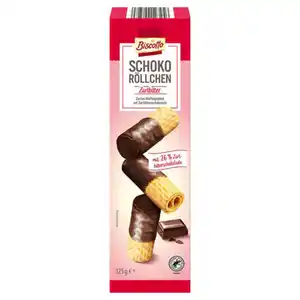 BISCOTTO Schoko Waffelröllchen 125 g, Zartbitter