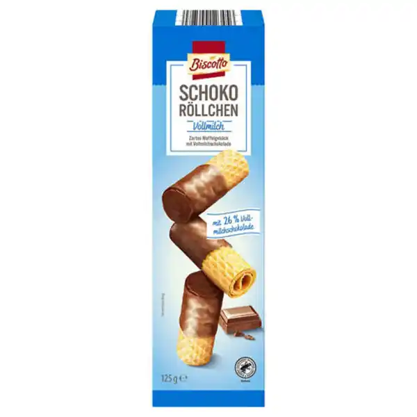 Bild 1 von BISCOTTO Schoko Waffelröllchen 125 g, Vollmilch