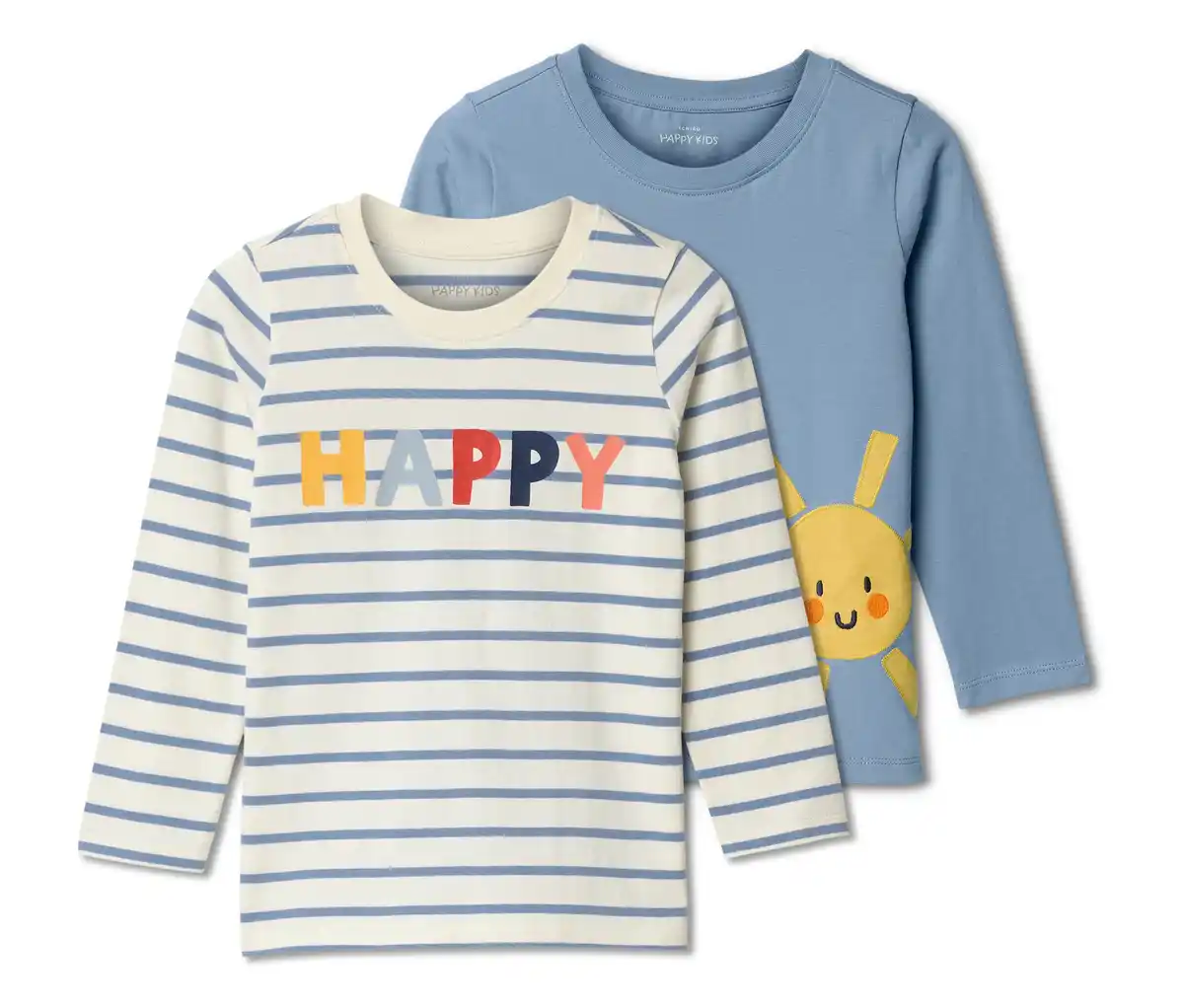 Bild 1 von 2 Kinder-Langarmshirts mit Applikation, mittelblau