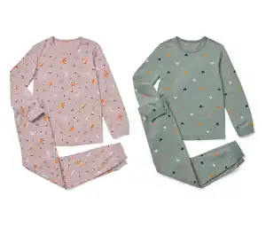 2 Kinder-Pyjama-Sets, mauve/grün