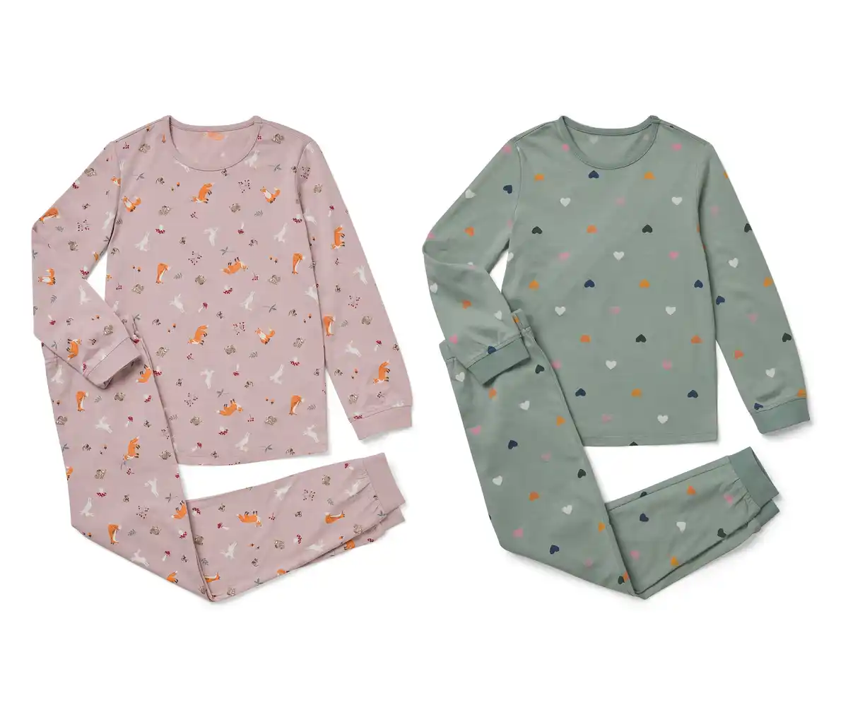 Bild 1 von 2 Kinder-Pyjama-Sets, mauve/grün