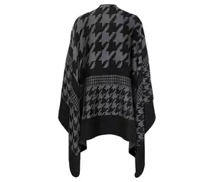 Poncho mit Hahnentritt-Jacquard