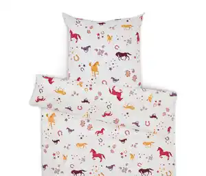 Kinder-Renforcé-Bettwäsche, Pferde, Normalgröße