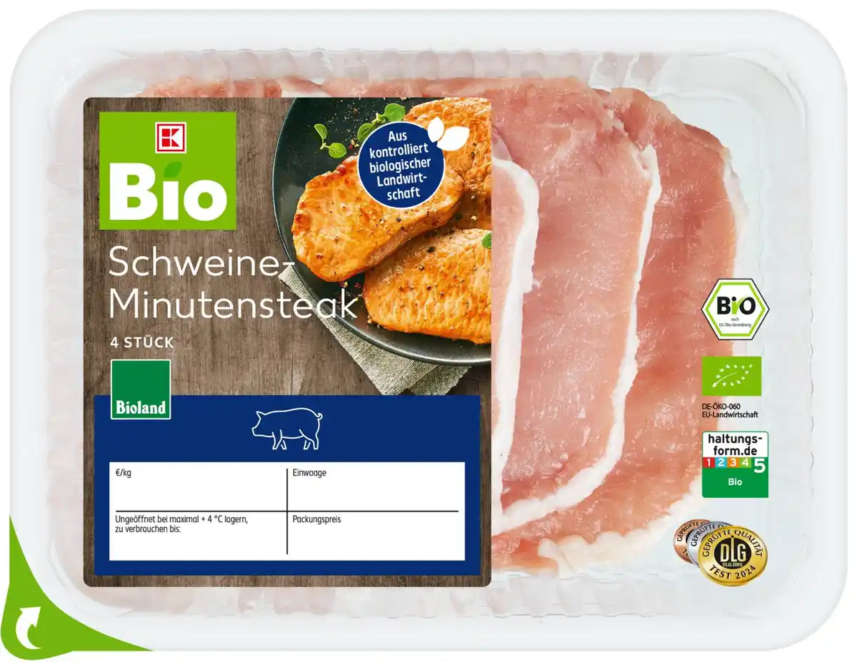 Bild 1 von K-BIO Bioland Schweine- Minutensteak, 320-g-Packg.