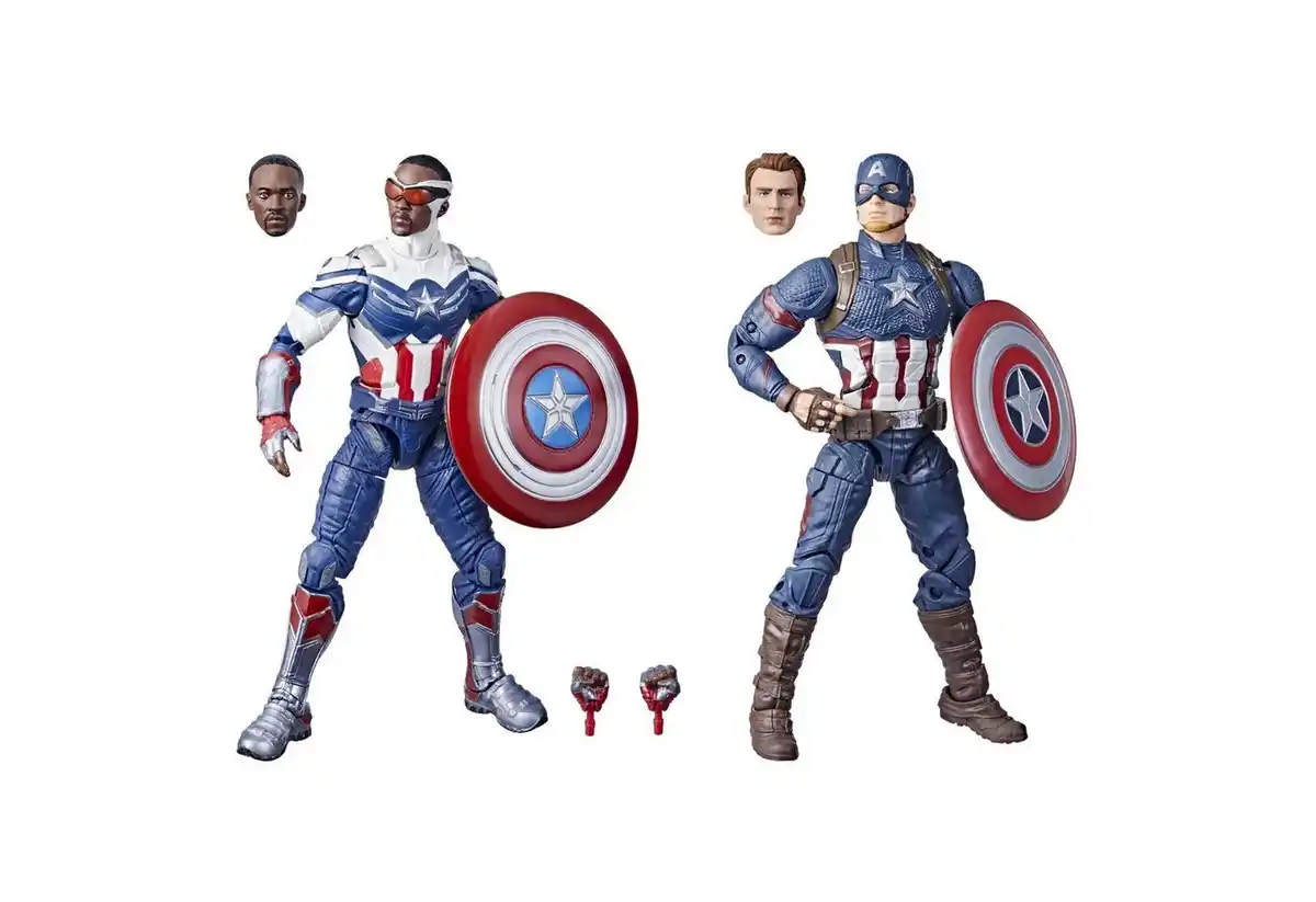 Bild 1 von Hasbro Actionfigur Marvel Legends Series - CAPTAIN AMERICA Sam Wilson & Steve Rogers - 2 Pack, (Set, 2 Spielfiguren & viel Zubehör)
