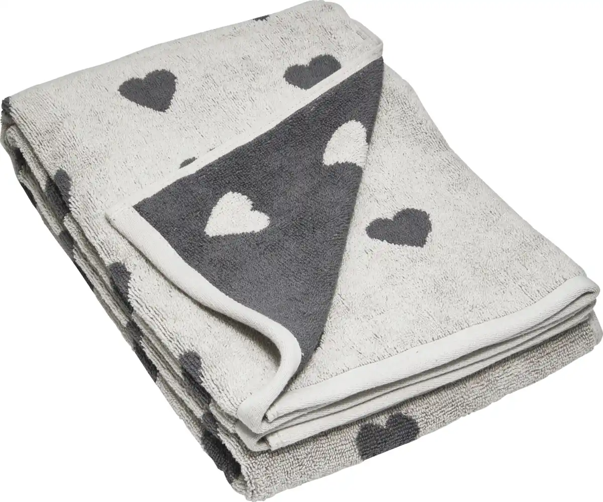 Bild 1 von IDEENWELT Duschtuch Herzen 70x140cm grau