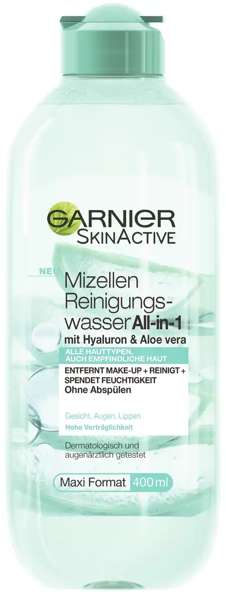 Bild 1 von Garnier SkinActive Mizellen Reinigungswasser All-in-1 Hyaluron & Aloe Vera, 400 ml